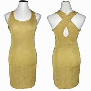 Vintage Morningside Metallic Gold Tank Mini Dress size Small